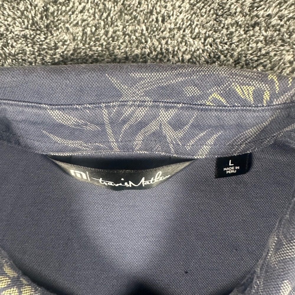 Travis Mathew Polo Shirt Mens Large Blue Floral Tropical Short Sleeve Golf Tee - Picture 2 of 12